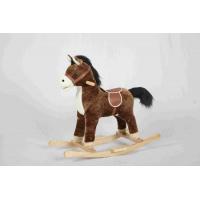 China 2.1KG Brown Wooden Rocking Horse Pony With Realistic Sounds / Two Curved Rails factory