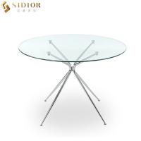 China SGS Customized Modern Round Glass Top Dining Table Set for coffee shop factory