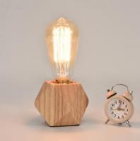 China Modern Nordic Unique Table Lamps Natural Wood Base Edison Bulb Table Lamp factory