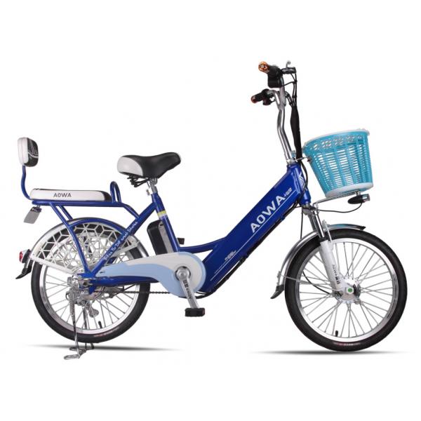 Quality 24'' Aluminum Rims Lithium Single Speed City Bike Blue Pedal Assist Electric Bike for sale