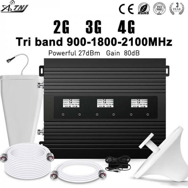 Quality 2G 3G 4G 80dB Gain Multi Band Repeater 900MHz 1800MHz 2100MHz for sale