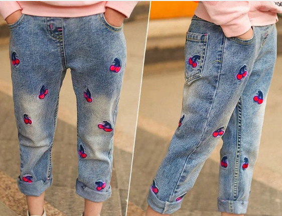 Quality Cotton Children Jeans Custom Logo Kid Stretch Denim Pants Girls Fashion Jrt23 for sale