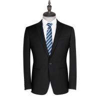 China Slim Fit Black Formal Blazer Coats Suits Jacket with Flat Front Style and Mandarin Collar for sale