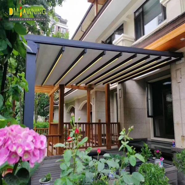 Quality Customized Waterproof Retractable Awning Aluminum PVC Pergola Roof Sunshade for sale