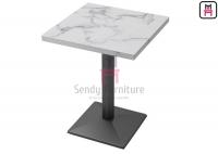 China Formica Marble Pattern HPL Hotel Dining Table with Black Color Heavy Casting Iron Base factory