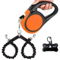 China Double Head 3 Meters Retractable Leash With Flashlight And Bag Dispenser For Large Dogs factory