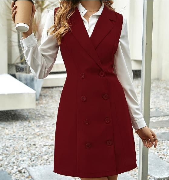 Quality Oem Apparel Manufacturers Women'S Suit Dress Sexy Sleeveless Button Up Skirt for sale