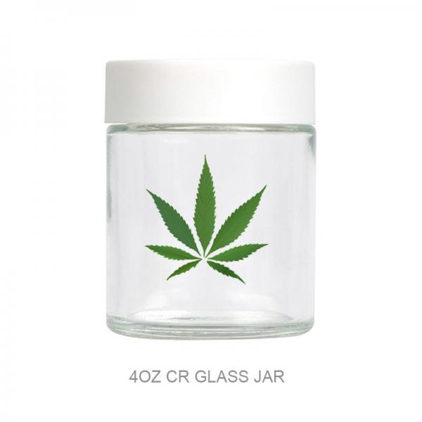 Quality CRC Weed Packaging Jar Clear 4oz With Screw Lid Glass  Jar for sale
