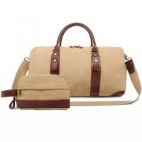 China Men Canvas Leather Duffle Travel Bag Upgraded With Toiletry factory