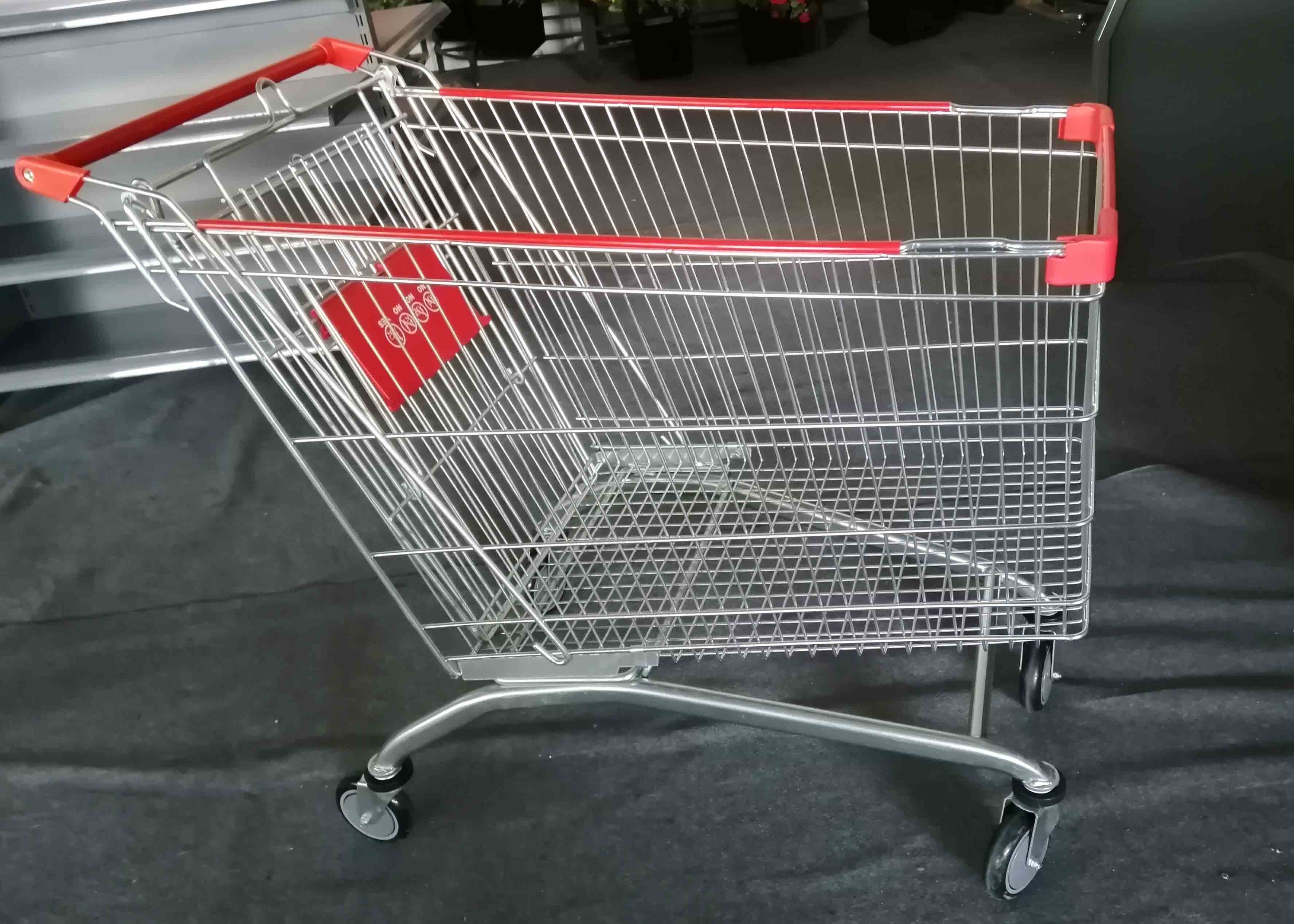 China Grocery Foldable Shopping Cart , 4 Wheel Shopping Trolley Powder Coated for sale