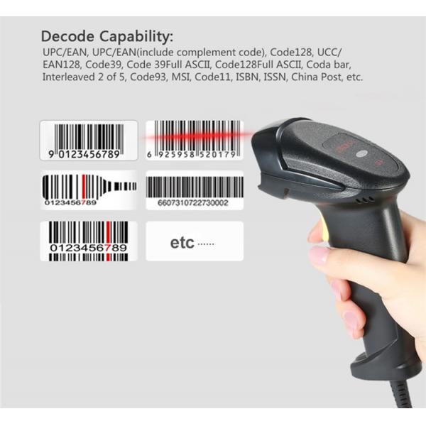 Quality Portable Laser Wired Handheld Barcode Scanner USB RS232 With Adjustable Stand for sale