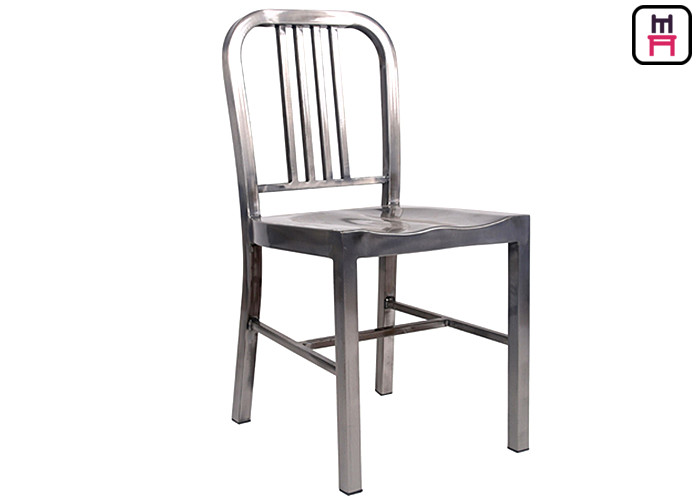 China Aluminum Emeco Navy Stool Metal Outdoor Dining Chairs With Glossy Curved Back factory