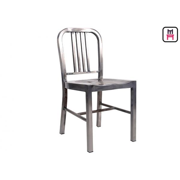 Quality Aluminum Emeco Navy Stool Metal Outdoor Dining Chairs With Glossy Curved Back for sale