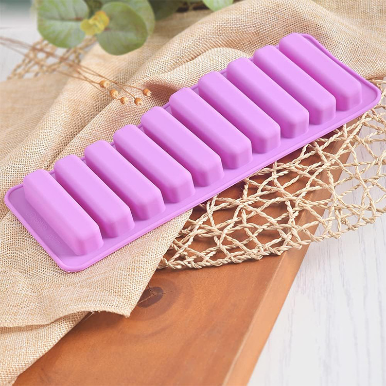China Long Strips Silicone Mold Heart Shaped Cookie Mold 10 Cavity Chocolate Molds Ice Cube Tray Jelly Cake Candy Baking factory