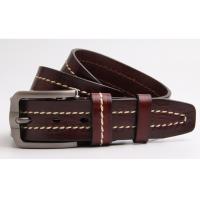 China Custom Logo Dark Brown Leather Mens Casual Belts For Jeans Colorful Stitching 100 - 140cm Length factory