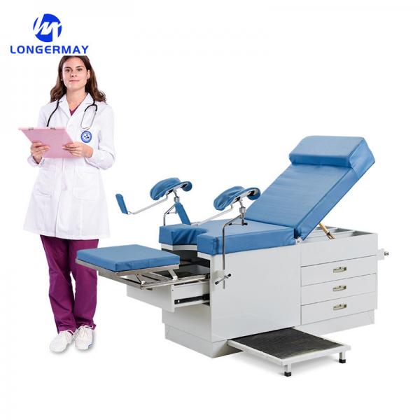 Quality 2 Function Medical Obstetric Exam Couch Manual Hospital Delivery Operation Gynaecological Table With Cabinet for sale