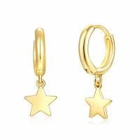 China Customized Women Girl Fashion Jewelry Gold Plated Star Dangle Hoop Earrings 925 Sterling Silver Jewelry Piercing Earring for sale