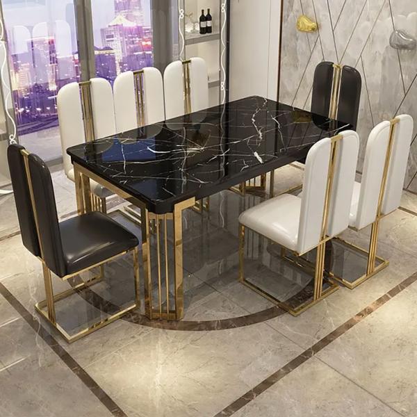 Quality Luxury Stainless Steel Square Apartment  Dining Table Assembly for sale
