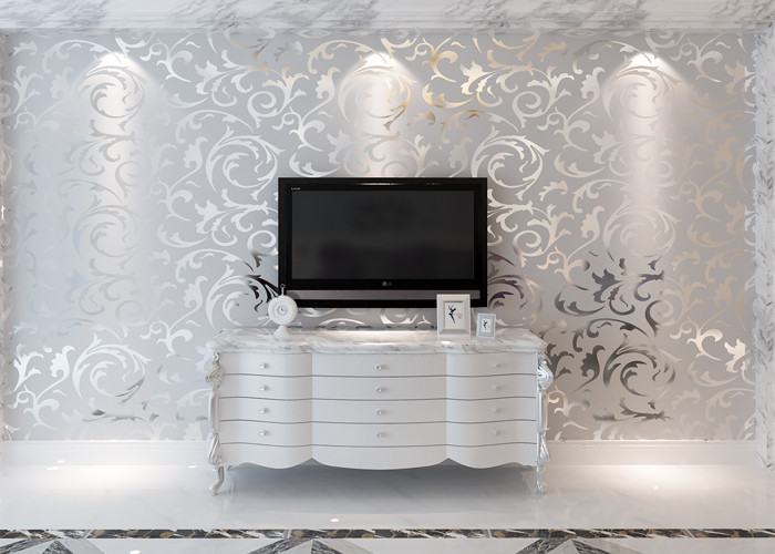 China 3D Design Silver Grey European Modern Wallpaper for Bedrooms TV Background factory