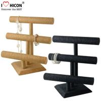 China Retail Shop Fashion Accessories Display Stand 3-layer Wood Tabletop Sliver Bracelet Display Stand factory