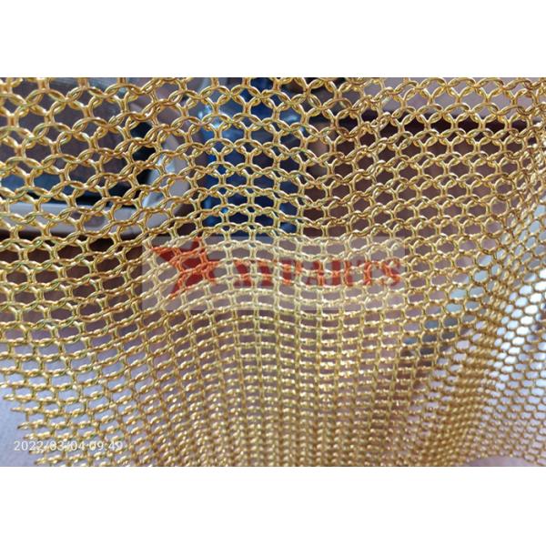 Quality Gold Color Carbon Steel Chainmail Curtain For Coffee Shop Decoration for sale