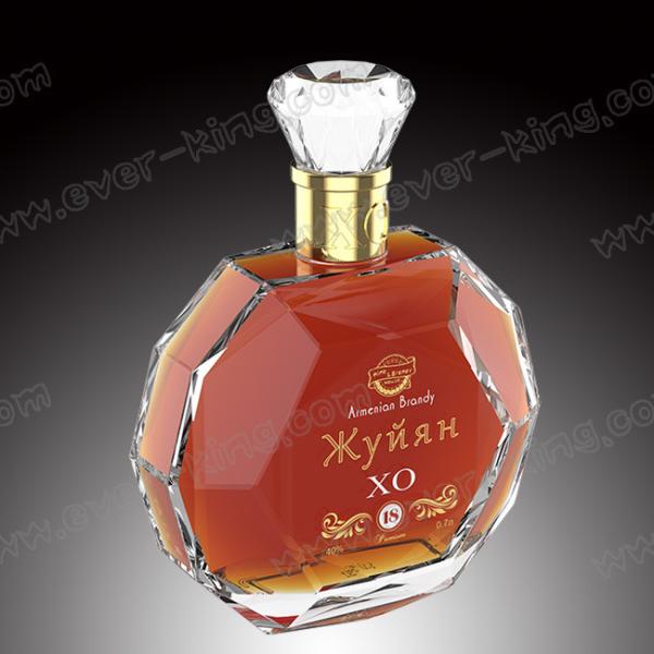 Quality High End Diamond Shape Glass Brandy Bottle Embossed for sale