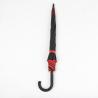 China Double Layer Curved Handle Umbrella Red And Black With Red Seam And Pole factory