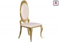 China Hotel Armless Oval Back Stainless Steel Restaurant Chairs With Gold / Chrome Leather Seat factory