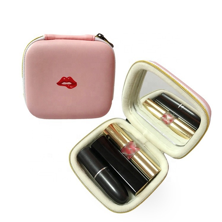 China 9*8*4cm Lipstick Clutch Bag , ISO9001 Small Makeup Bag With Mirror for sale
