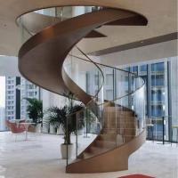 Quality Customized Curved Tempered Glass , Stairway Curved Steel Glass Railing for sale