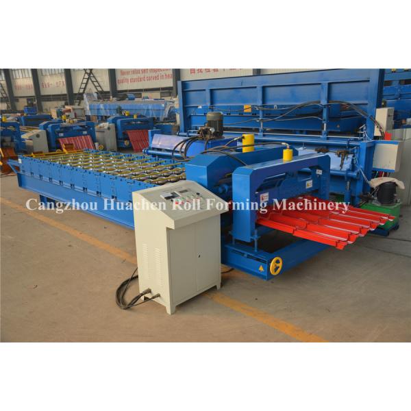 Quality Chain Drive Tile Roll Forming Machine With Hydraulic Pressing Cutting Devices for sale