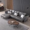 China italian style modern leather/PU furniture sofa lounge sectional with feather cushions and metal legs factory