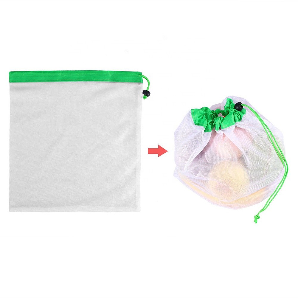 Quality Reusable Eco Friendly Mesh Kitchen Fruits and Food Storage Bags Produce Black for sale