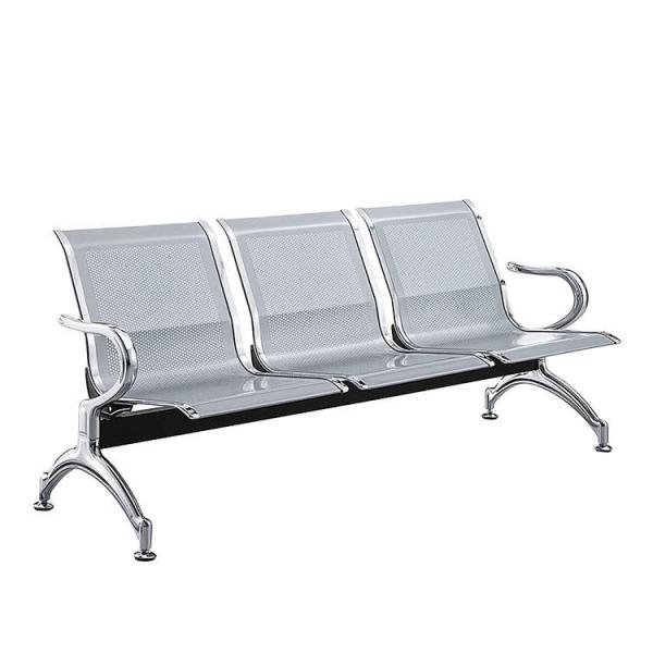 Quality Silver Stainless Steel Waiting Bench 3 Seat For Airport Hospital Clinic for sale