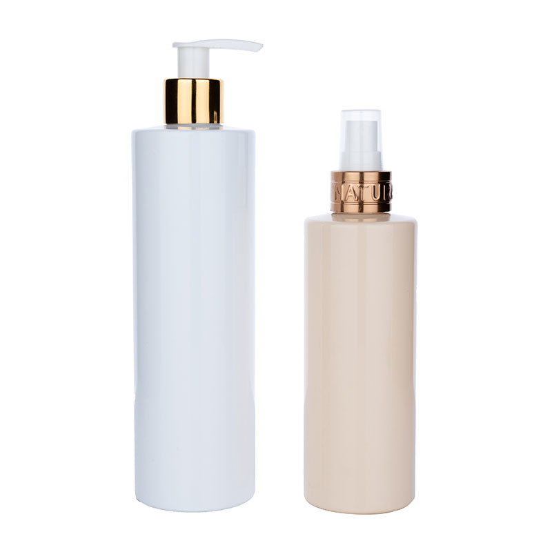 China 400ml 250ml Plastic Pump Bottle Lotion Shampoo Bottle Recycle Champagne Color factory