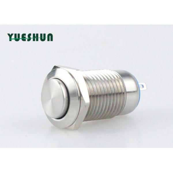 Quality Self Locking 1NO Panel Mount Push Button Switch Flat Round Head 12mm Silver Color for sale