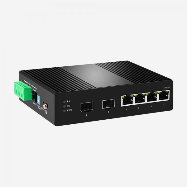 Quality IP30 6 Ports Industrial Gigabit Easy Smart Switch 10 100 1000Mbps for sale