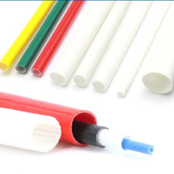 Quality White Silicone Fiberglass Sleeve 100m , 12mm Braided Fiberglass Tube for sale