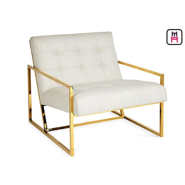 Quality Single / Beige Blue Velvet Accent Chair Luxury Armrest Stainless Steel Gold / Chrome for sale