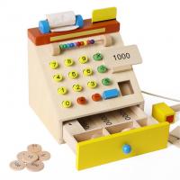 China Children Wooden Simulation Cash Register Pretend Play Toys factory