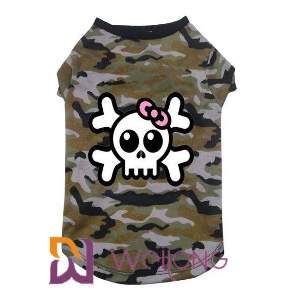 Quality Poly Camo Skull Halloween Pet T Shirt for Dog 100% Poly Jersey  180G for sale