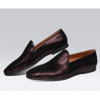China Brown Italian Leather Loafers Mens Woven Leather Loafers with Wave Pattern for sale