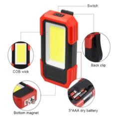 Quality COB Handheld LED Work Light With Back Clip ABS 11.3x6.2x3.8cm 3W 200lm 3AAA for sale