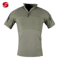 Quality Stand Collar Military POLO T Shirt Zipper Closer Pockets for sale