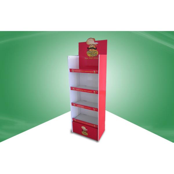 Quality Red Four Shelf Cardboard Free Standing Display Units PP Lamination for Snack for sale