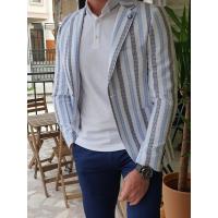 Quality Striped Cotton Business Casual Suit Jacket Business Casual Interview Outfits for sale