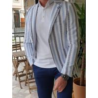 Quality Striped Cotton Business Casual Suit Jacket Business Casual Interview Outfits for sale