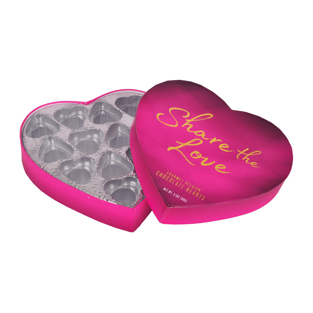 China Pink Heart Shaped Chocolate Gift Box Valentine'S Day Packaging With Tinfoil Insert factory