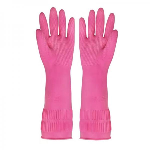 Quality 100G/Pair Kitchen Cleaning Gloves Anti Leakage 38CM Latex Lined Gloves for sale
