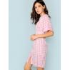 China Fall Apparel For Women Rolled Up Sleeve Wide Waistband Plaid Dress factory